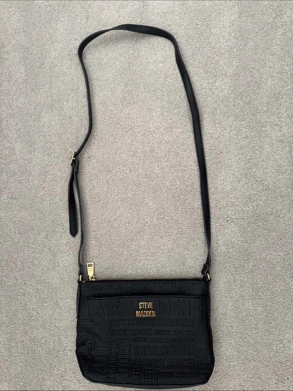 Steve Madden Black Embossed Crossbody Bag